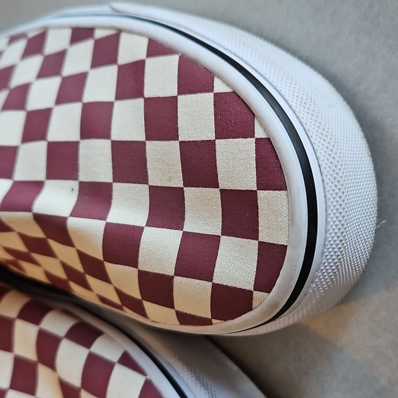 Vans Maroon Checkered Slip Ons - Picture 3 of 14